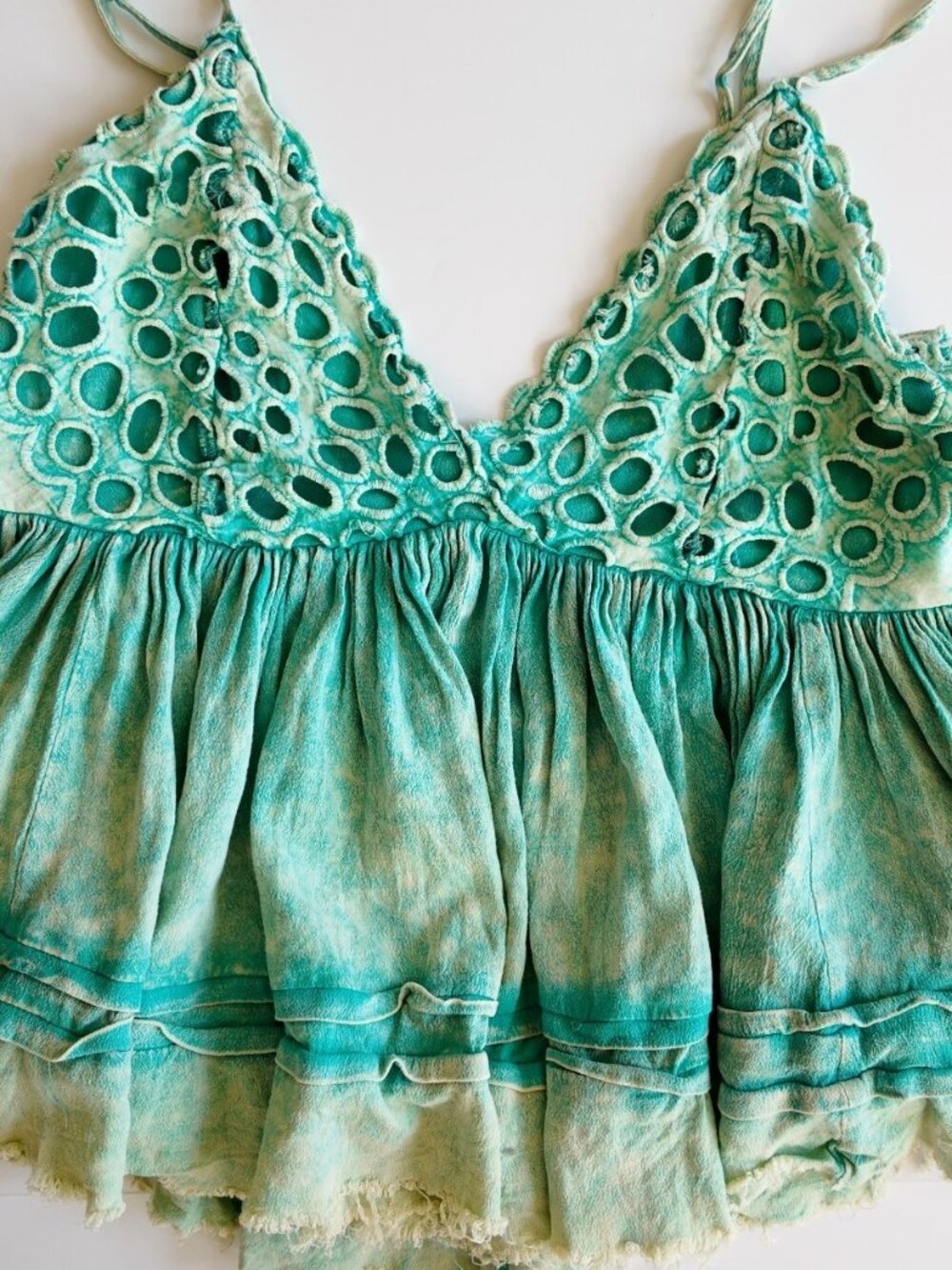 Oli & Hali Mineral Wash Flirty & Twirly Babydoll Cami Tank Top size XL boho